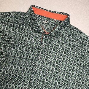 PUMA MATTR Essex Golf Polo Size XXL Green Plant Pattern Short Sleeve Golf Polo